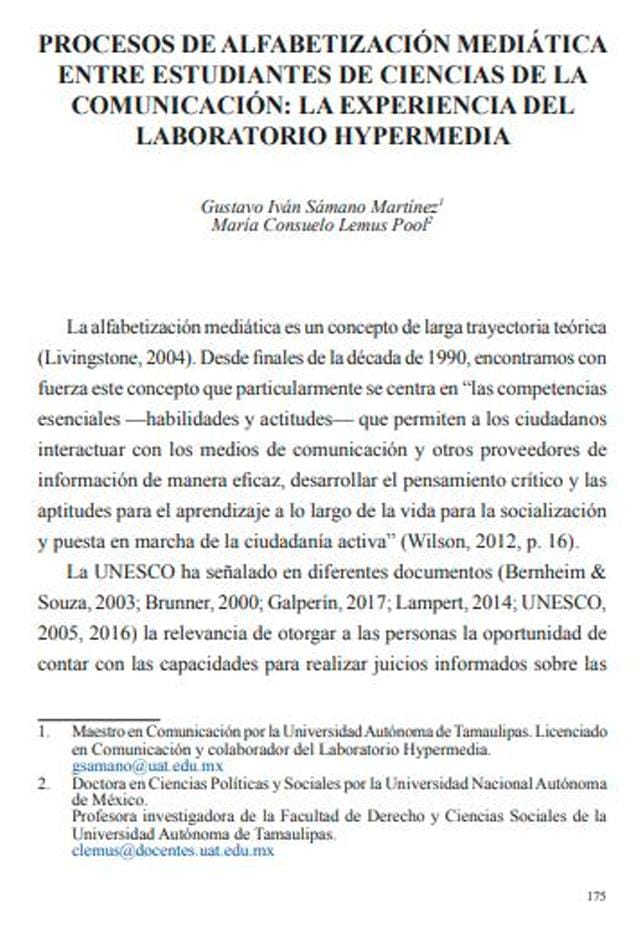 Procesos de alfabetización mediática entre estudiantes de Ciencias de la Comunicación:
la experiencia del Laboratorio Hypermedia