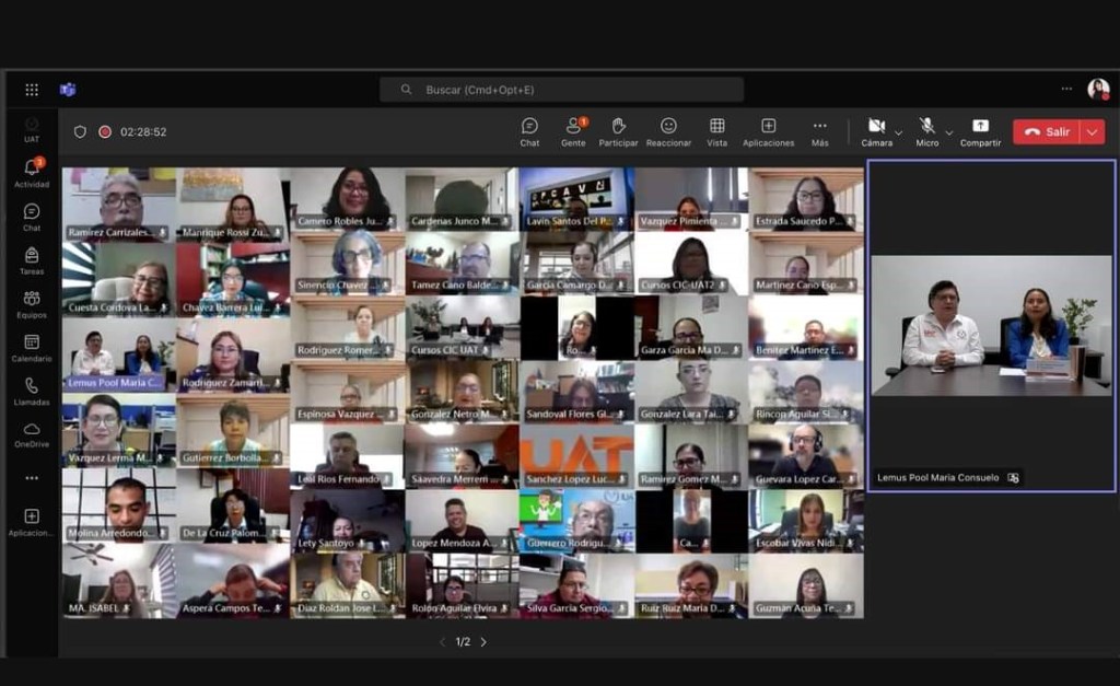 Pantalla de la platafroma de Teams donde impartió el diplomado