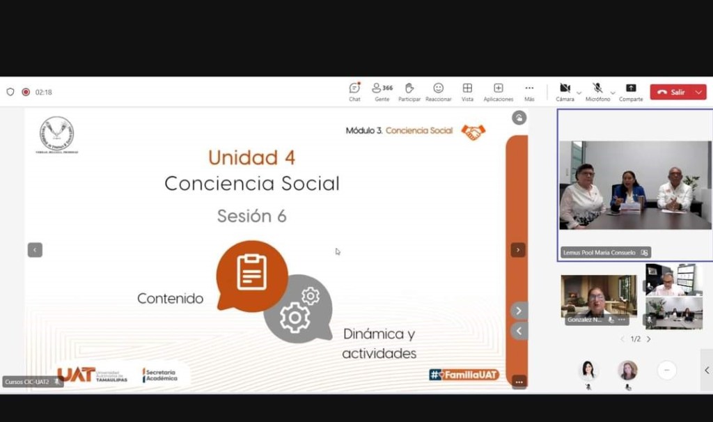 Pantalla con la material didáctico usado para la participación en el modulo 3 del diplomado